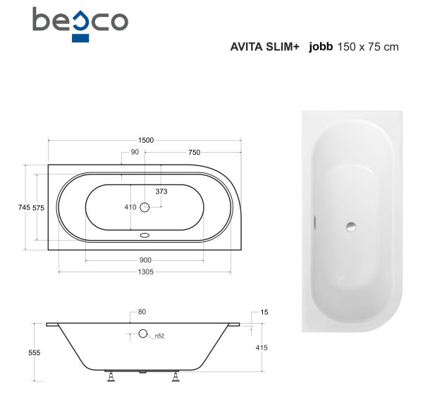 AVITA Slim + aszimmetrikus kád - Image 10
