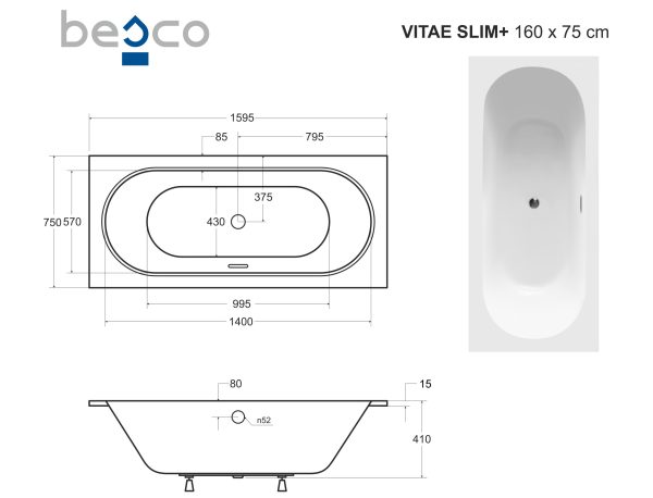 VITAE slim + egyenes kád - Image 8